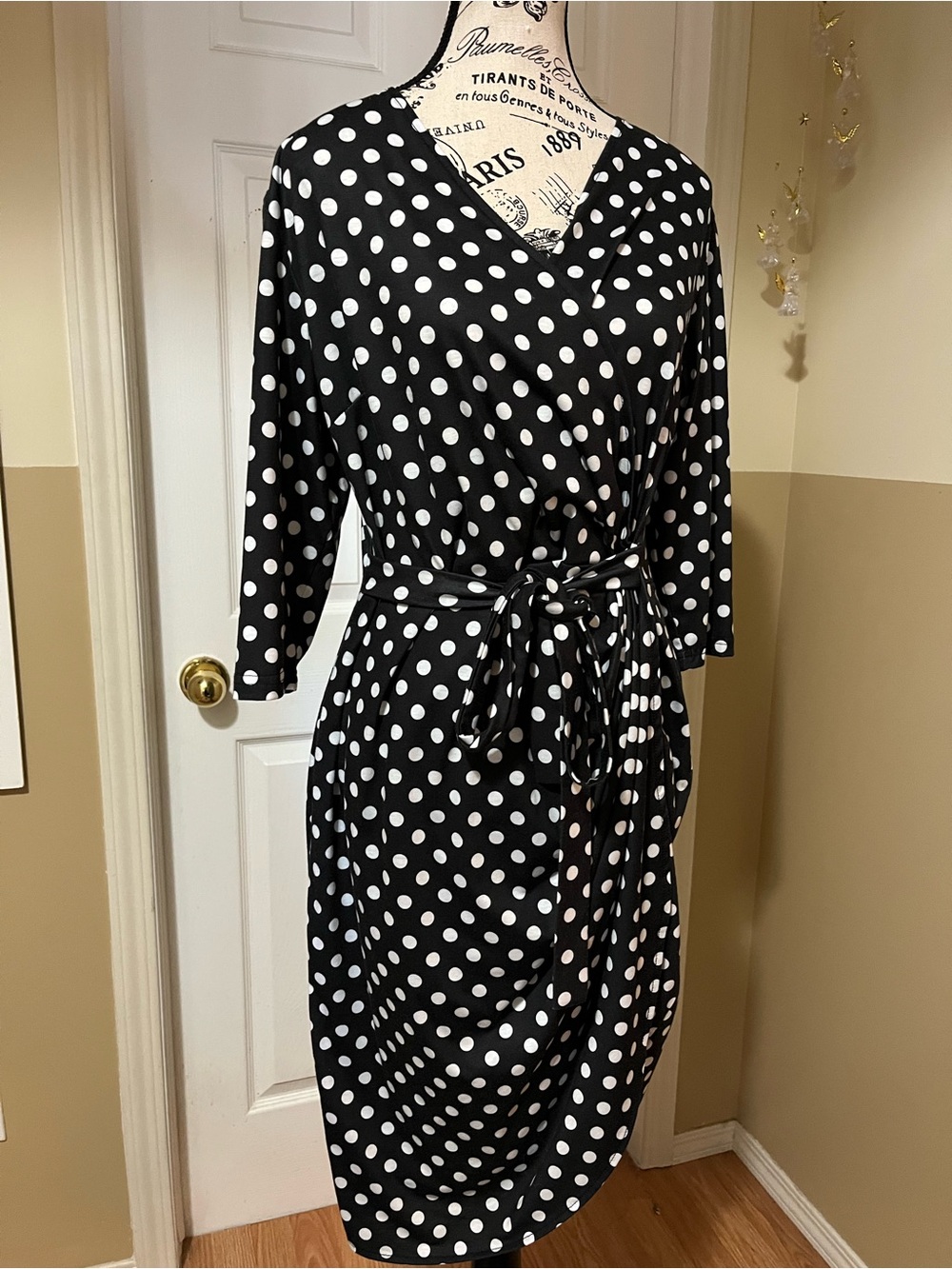 Black & White Polka Dot Wrap Dress